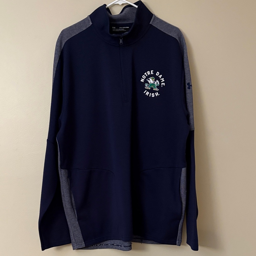 Under Armour Notre Dame Navy and Gray Quarter-Zip Pullover